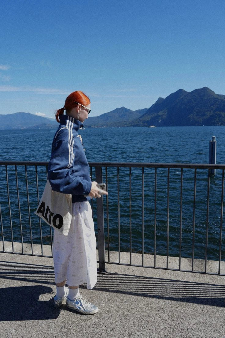 Oversized Navy Blue Chinese Knot Jacket – Korean Streetwear High Neck Track Jacket