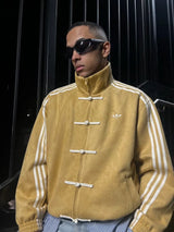 CNY Chinese Style Golden Oversized Jacket – Kung Fu Button Streetwear Track Jacket (Unisex)