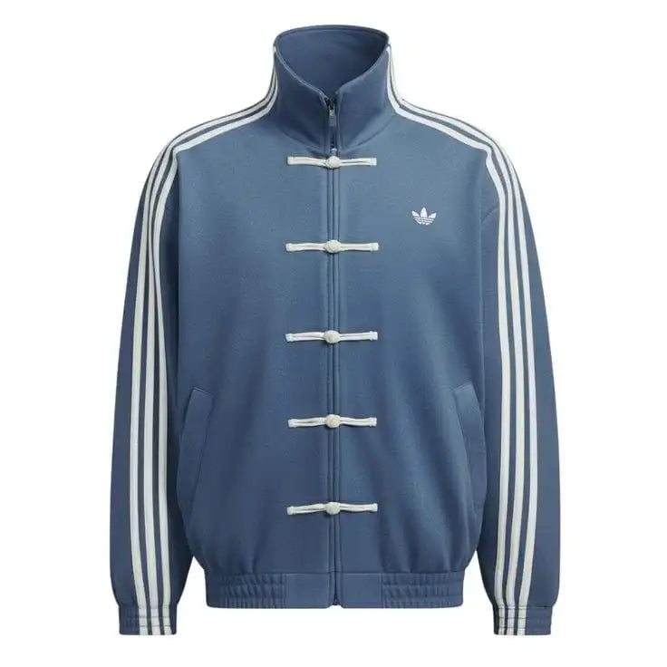 CNY Chinese Style Blue Oversized Jacket – Kung Fu Button Streetwear Track Jacket (Unisex)