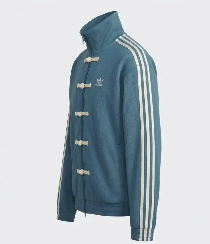 CNY Chinese Style Blue Oversized Jacket – Kung Fu Button Streetwear Track Jacket (Unisex)