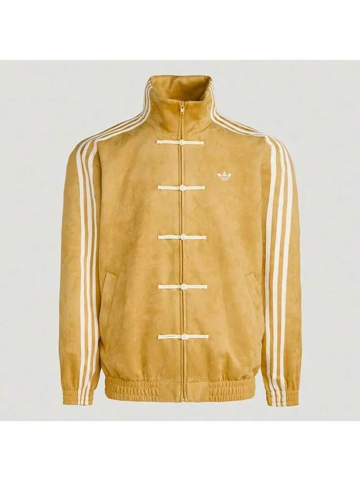 CNY Chinese Style Golden Oversized Jacket – Kung Fu Button Streetwear Track Jacket (Unisex)