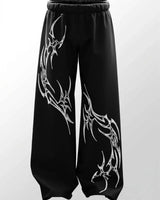 Tribal Print Baggy Pants – Oversized Streetwear Sweatpants | Harajuku Gothic Wide Leg Trousers (Unisex)