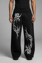 Tribal Print Baggy Pants – Oversized Streetwear Sweatpants | Harajuku Gothic Wide Leg Trousers (Unisex)