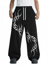 Tribal Print Baggy Pants – Oversized Streetwear Sweatpants | Harajuku Gothic Wide Leg Trousers (Unisex)