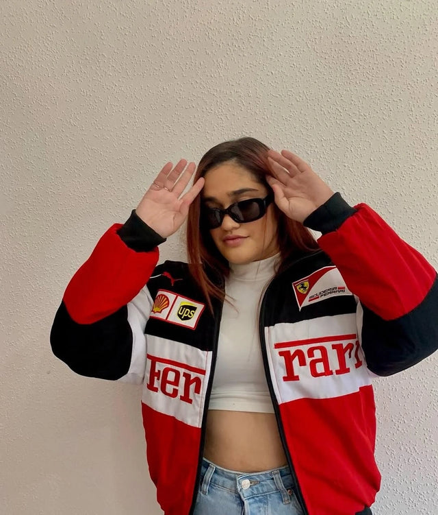 Ferrari F1 Racing Jacket – Oversized Motorsport Streetwear Jacket | Vintage Scuderia Biker Jacket (Y2K Unisex Style)