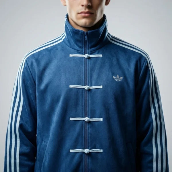 Men’s CNY Chinese Style Jacket – Blue Kung Fu Track Jacket | Chinese New Year Streetwear Outfit