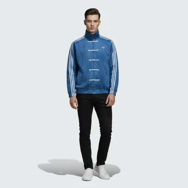 Men’s CNY Chinese Style Jacket – Blue Kung Fu Track Jacket | Chinese New Year Streetwear Outfit