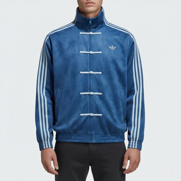 Men’s CNY Chinese Style Jacket – Blue Kung Fu Track Jacket | Chinese New Year Streetwear Outfit