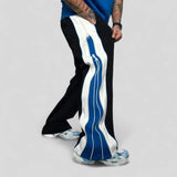 Men’s Wide Leg Track Pants with Side Zip Detail – Oversized Streetwear Pants, Contrast Panel Joggers for Casual & Urban Style