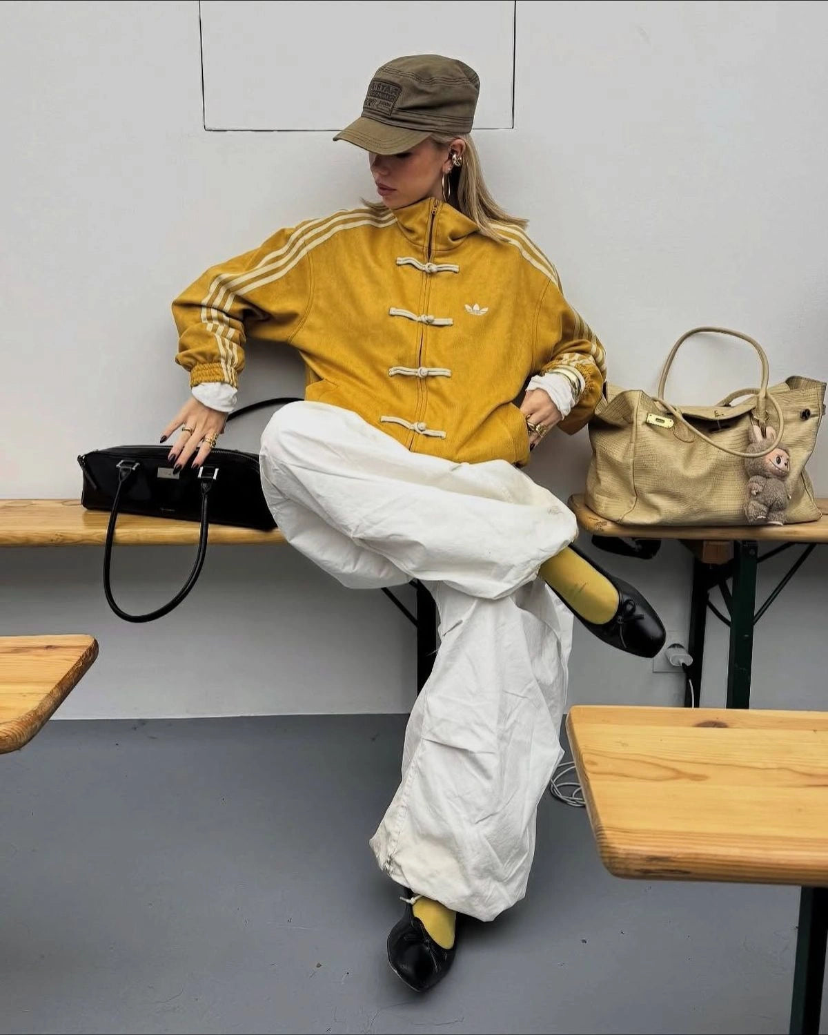 Oversized Mustard Yellow Chinese Knot Jacket – Korean Streetwear High Neck Zip-Up Jacket