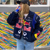 Red Bull Racing Inspired Jacket for Men & Women – F1 Motorsport Streetwear Jacket, Premium Zip-Up Racing Jacket with Logo Print