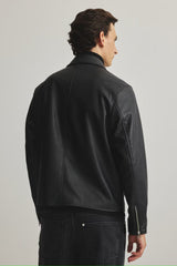 Men’s Premium Black Leather Jacket – Minimalist Zip-Up Winter Jacket | Stylish Slim Fit Biker Jacket