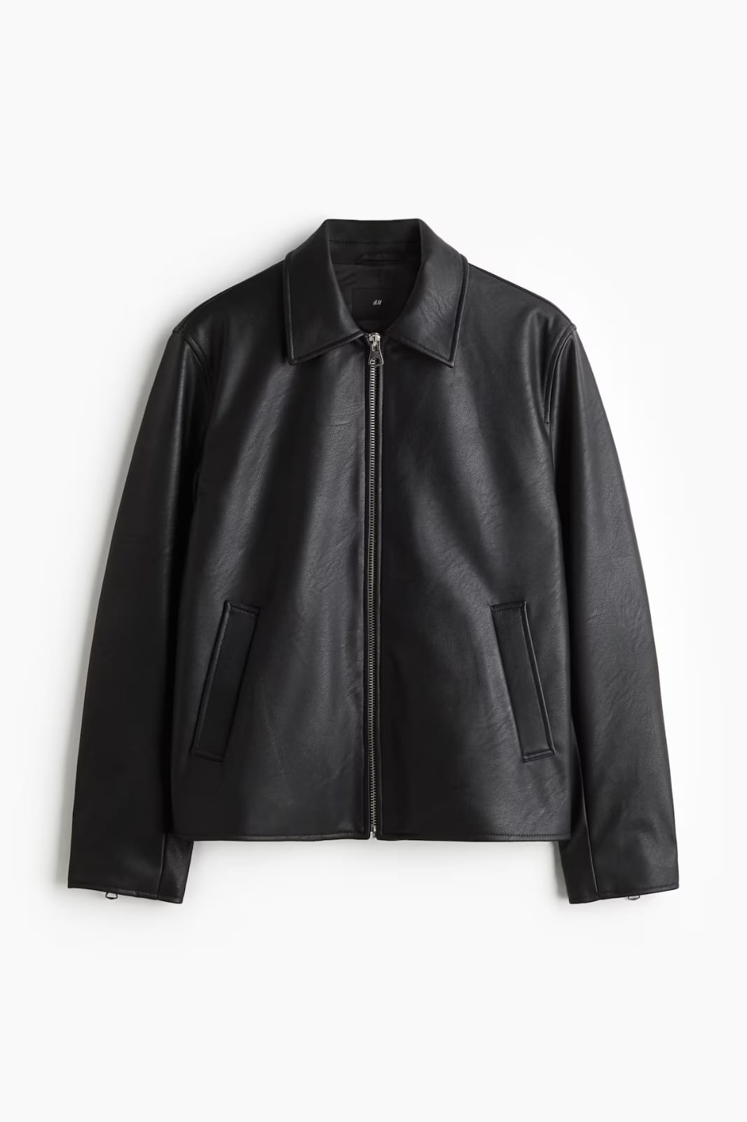 Men’s Premium Black Leather Jacket – Minimalist Zip-Up Winter Jacket | Stylish Slim Fit Biker Jacket