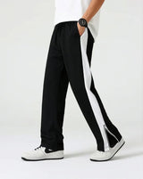Black Side Stripe Zip Track Pants for Men & Women – Oversized Korean Streetwear Wide Leg Joggers |  Aesthetic Baggy Pants