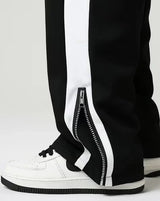 Black Side Stripe Zip Track Pants for Men & Women – Oversized Korean Streetwear Wide Leg Joggers |  Aesthetic Baggy Pants
