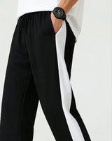 Black Side Stripe Zip Track Pants for Men & Women – Oversized Korean Streetwear Wide Leg Joggers |  Aesthetic Baggy Pants