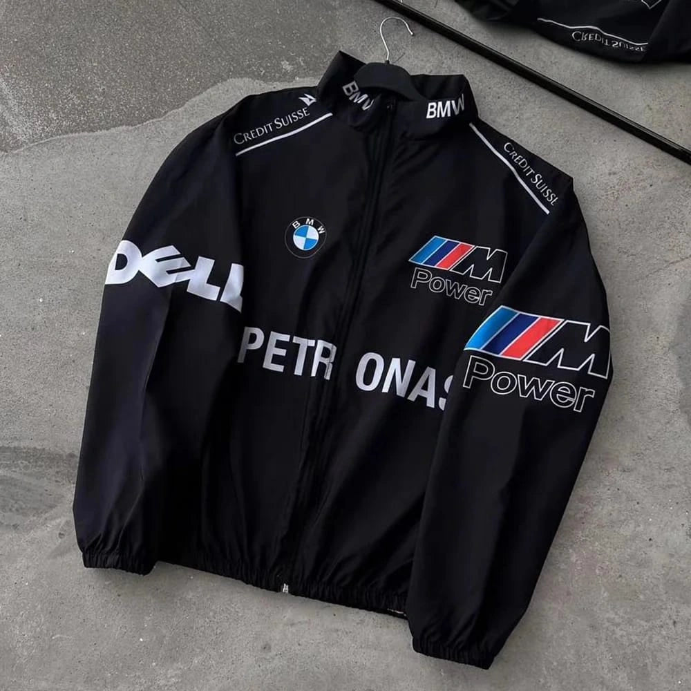 BMW M Power Inspired Oversized Racing Jacket – Black Motorsport Streetwear Jacket for Men & Women