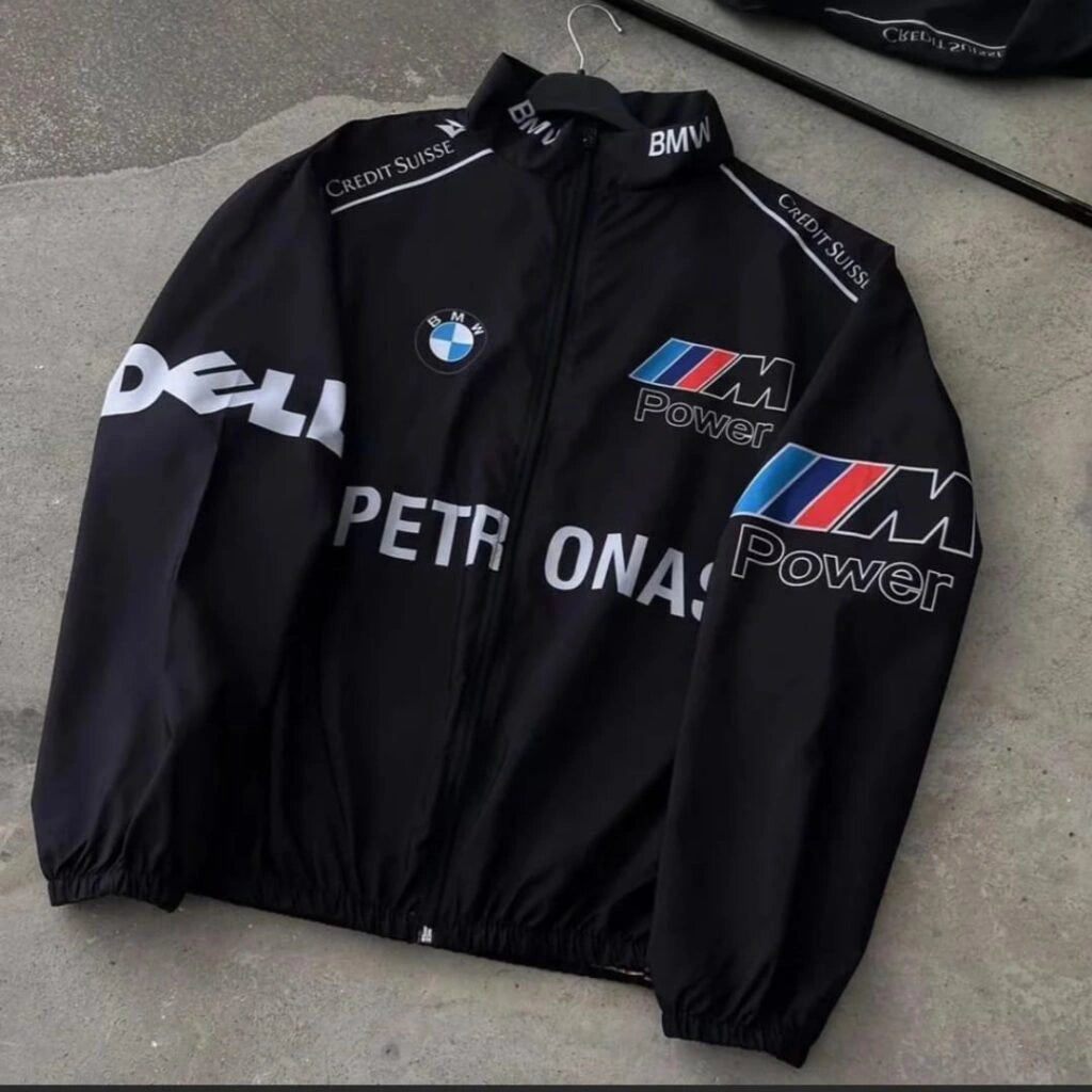BMW M Power Inspired Oversized Racing Jacket – Black Motorsport Streetwear Jacket for Men & Women