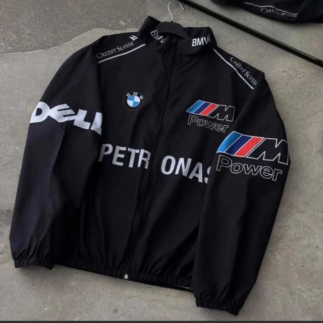 BMW M Power Inspired Oversized Racing Jacket – Black Motorsport Streetwear Jacket for Men & Women
