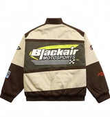 Oversized Racing Jacket for Men & Women – Blackair Motorsports Streetwear Bomber Jacket in Brown & Beige