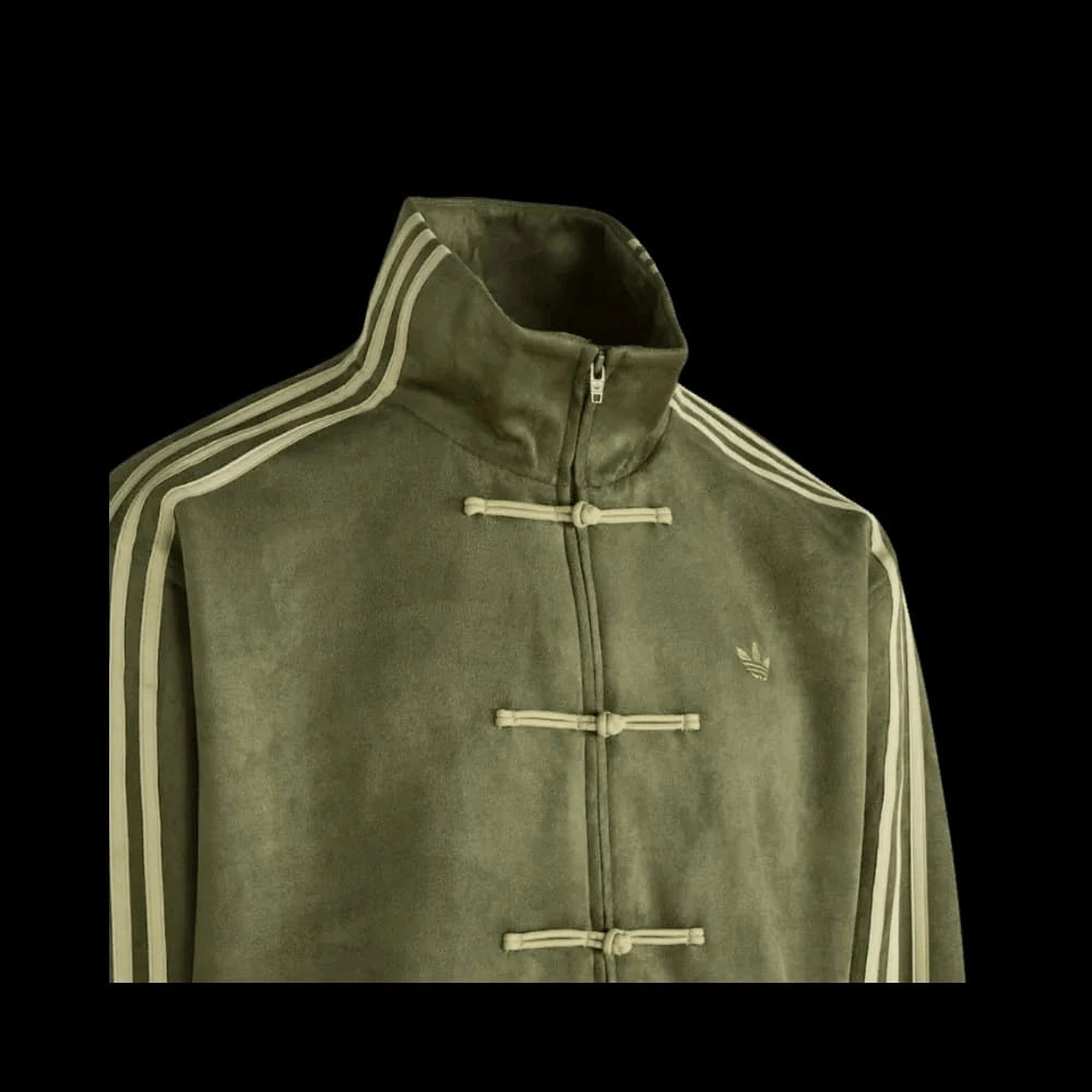 CNY Chinese Style Olive Green Oversized Jacket – Kung Fu Button Streetwear Track Jacket (Unisex)