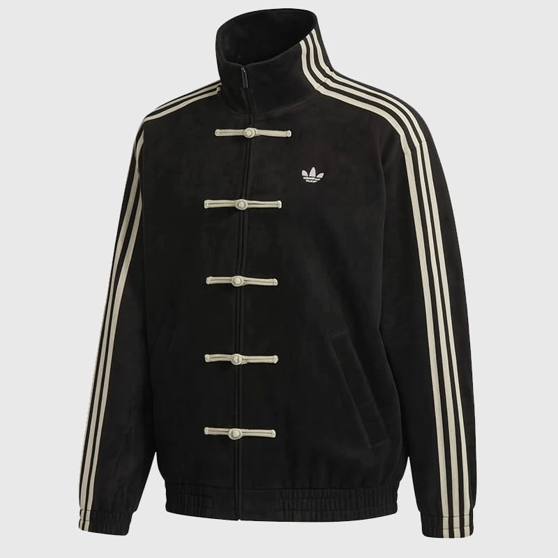 CNY Chinese Style Black Oversized Jacket – Kung Fu Button Streetwear Track Jacket (Unisex)