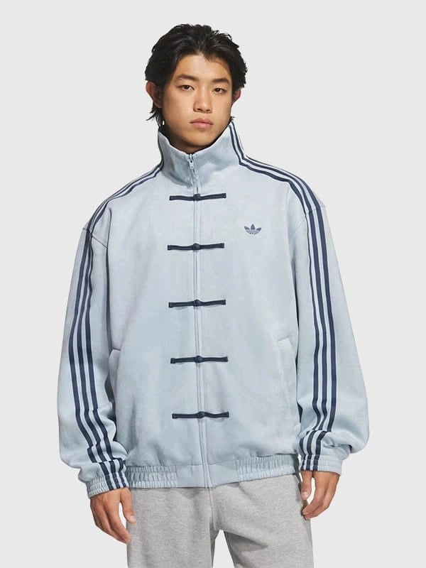 CNY Chinese Style Sky Blue Oversized Jacket – Kung Fu Button Streetwear Track Jacket (Unisex)