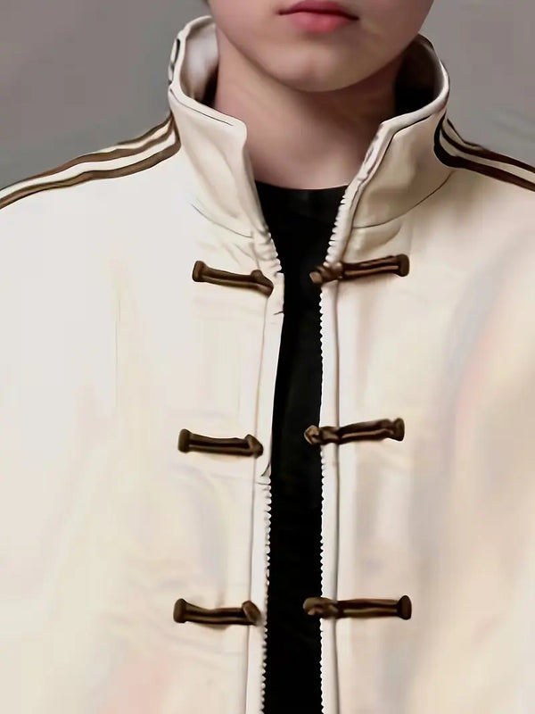 Premium Cream Chinese Style Jacket – Oversized Streetwear Kung Fu Toggle Jacket | Vintage Minimal Aesthetic Zip-Up Coat for Men
