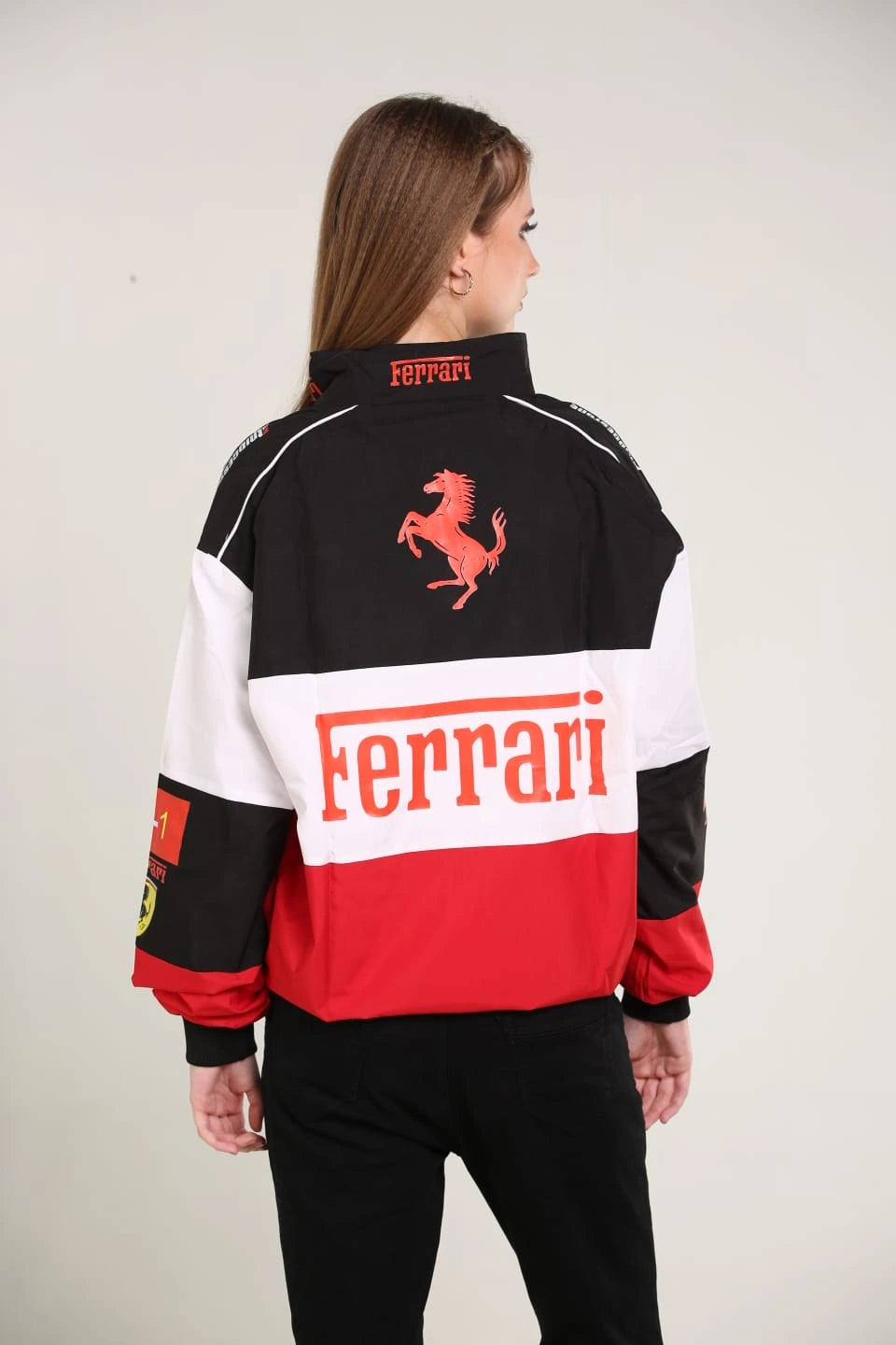 Ferrari F1 Racing Jacket Women – Oversized Motorsport Streetwear Jacket | Y2K Aesthetic Zip-Up Racing Jacket