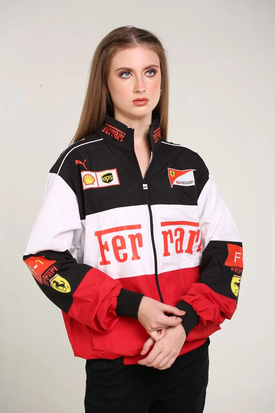 Ferrari F1 Racing Jacket Women – Oversized Motorsport Streetwear Jacket | Y2K Aesthetic Zip-Up Racing Jacket