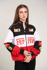 Ferrari F1 Racing Jacket Women – Oversized Motorsport Streetwear Jacket | Y2K Aesthetic Zip-Up Racing Jacket