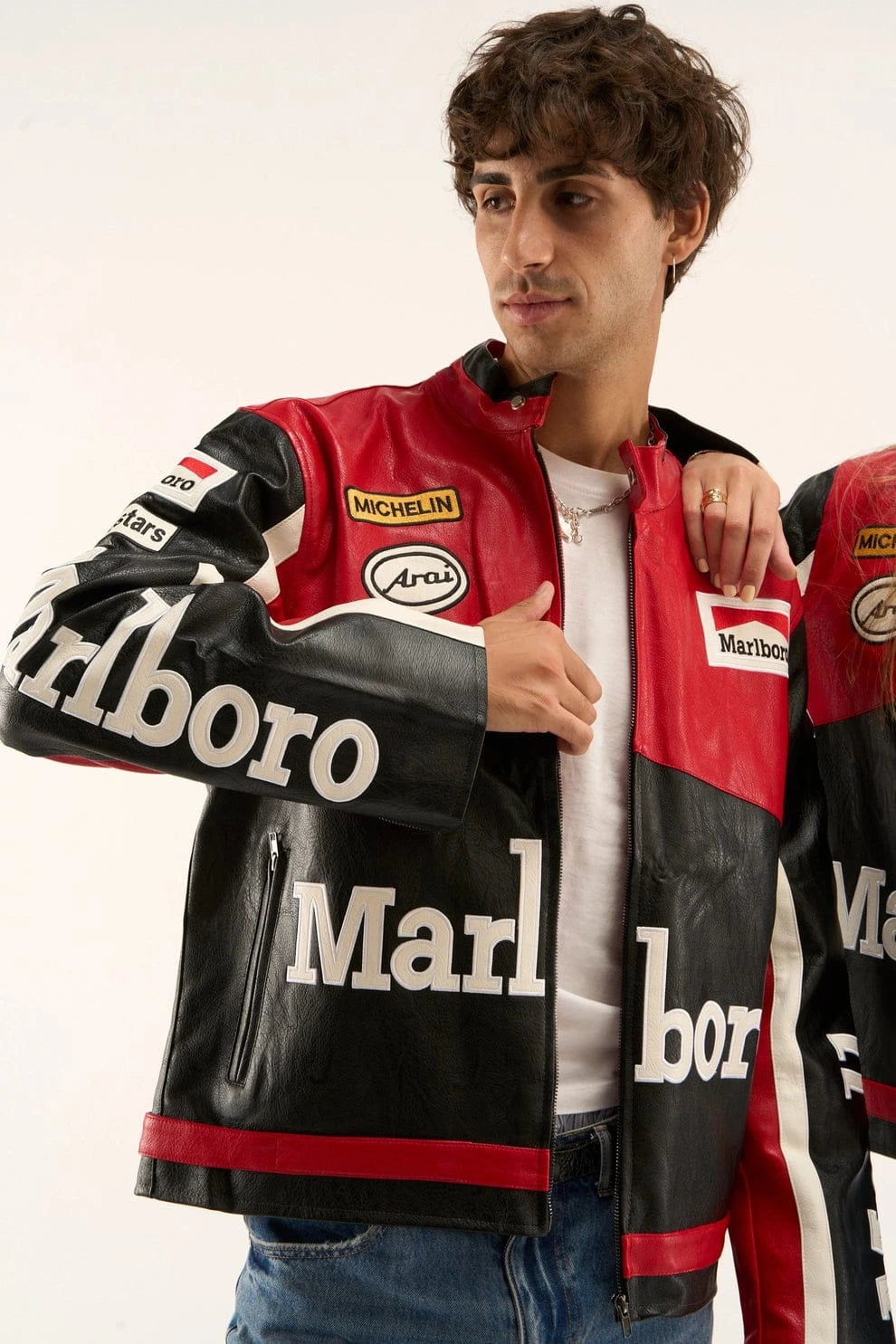 Vintage Racing Leather Jacket Red & Black – Motorsport Streetwear Biker Jacket (Unisex)
