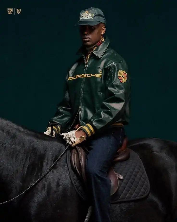Porsche Style Green Leather Racing Jacket – Premium Motorsport Streetwear Jacket (Unisex)