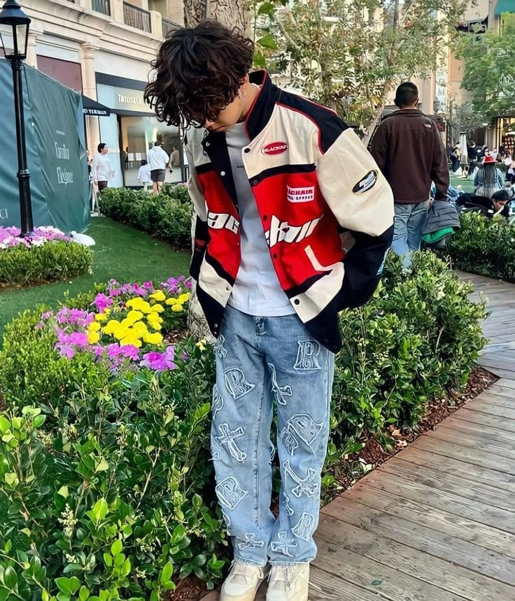 Blackair Motorsport Varsity Jacket – Red Black Streetwear Racing Jacket for Men