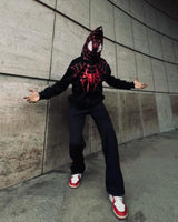 Couple Spider Hoodie Set – Zip-Up Spider Mask Hoodie Tracksuit for Men & Women Streetwear