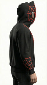 Spider Web Mask Zip-Up Hoodie –  Streetwear Full Face Hoodie Jacket for Men & Women | Gothic Anime Style Oversized Sweatshirt