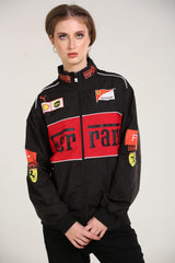 Ferrari F1 Racing Jacket – Black & Red Motorsport Streetwear Jacket for Men & Women