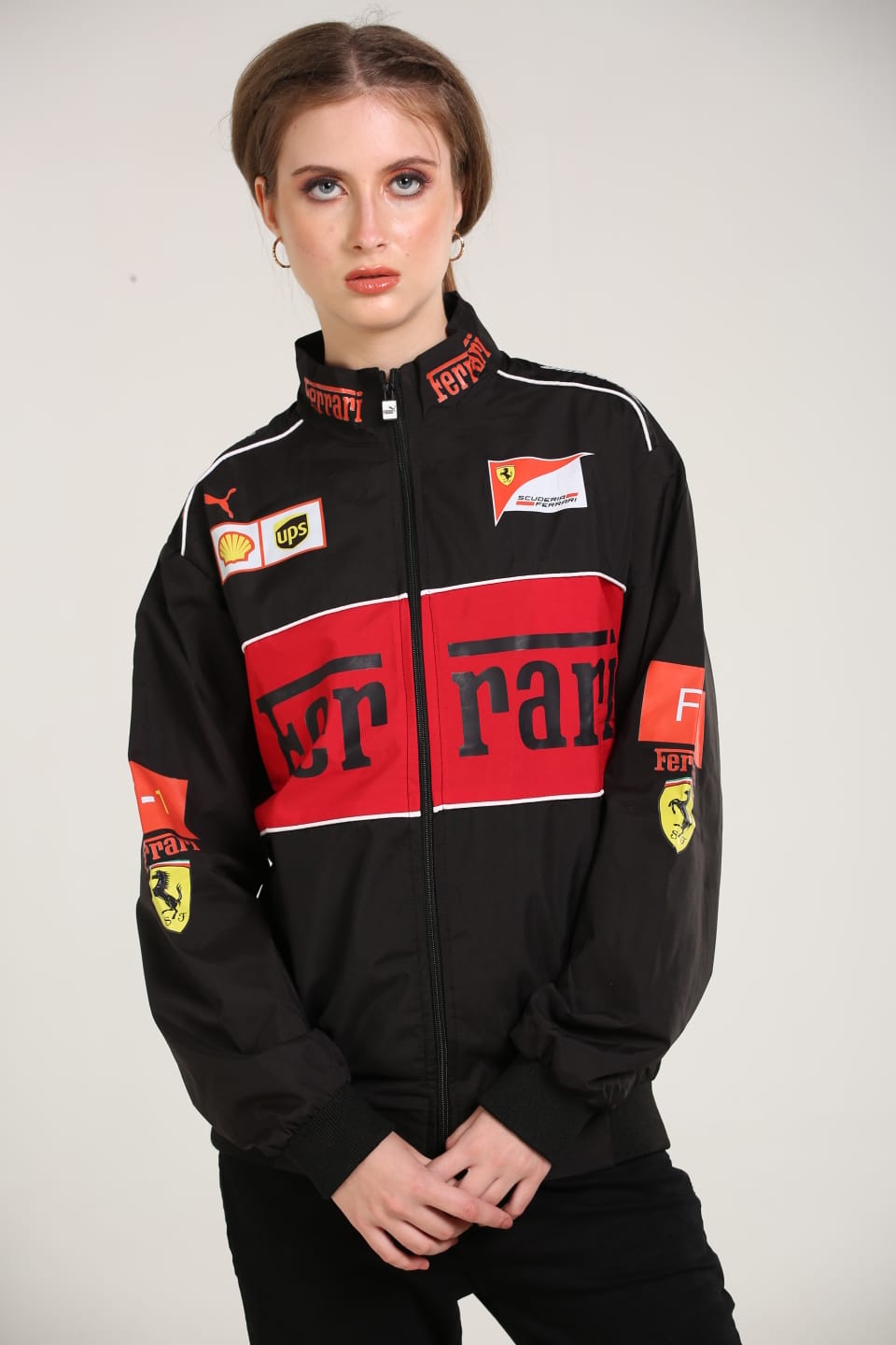 Ferrari F1 Racing Jacket – Black & Red Motorsport Streetwear Jacket for Men & Women