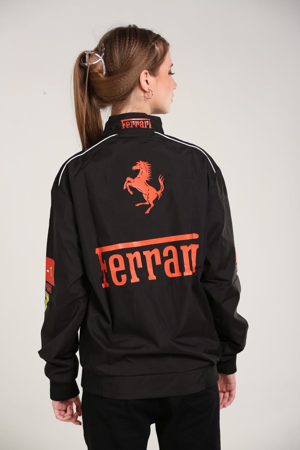 Ferrari F1 Racing Jacket – Black & Red Motorsport Streetwear Jacket for Men & Women