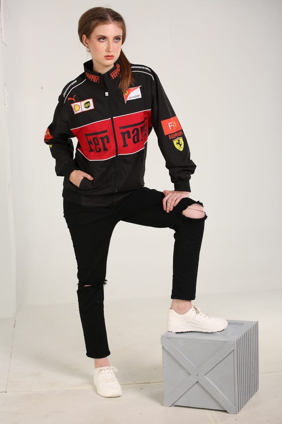 Ferrari F1 Racing Jacket – Black & Red Motorsport Streetwear Jacket for Men & Women