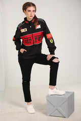Ferrari F1 Racing Jacket – Black & Red Motorsport Streetwear Jacket for Men & Women
