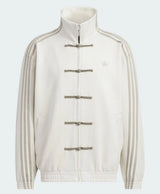 Oversized White Chinese Knot Jacket – Korean Streetwear High Neck Zip-Up Track Jacket